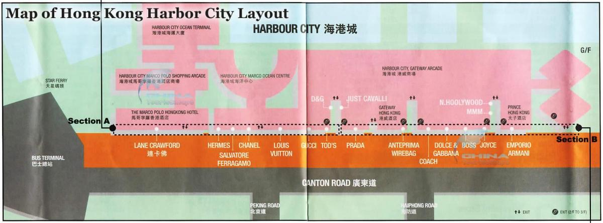 Karte von harbour city Hong Kong