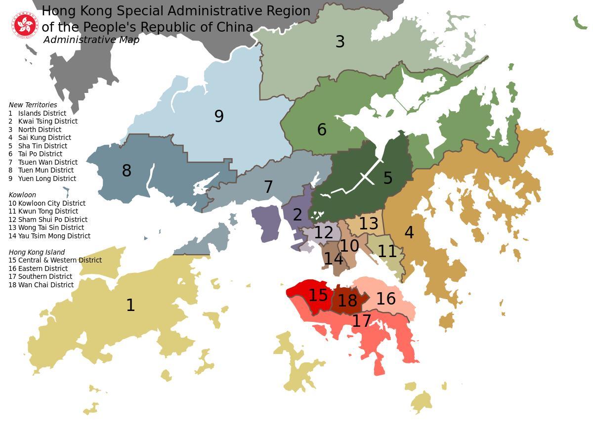 Karte von Hong Kong Nachbarschaften