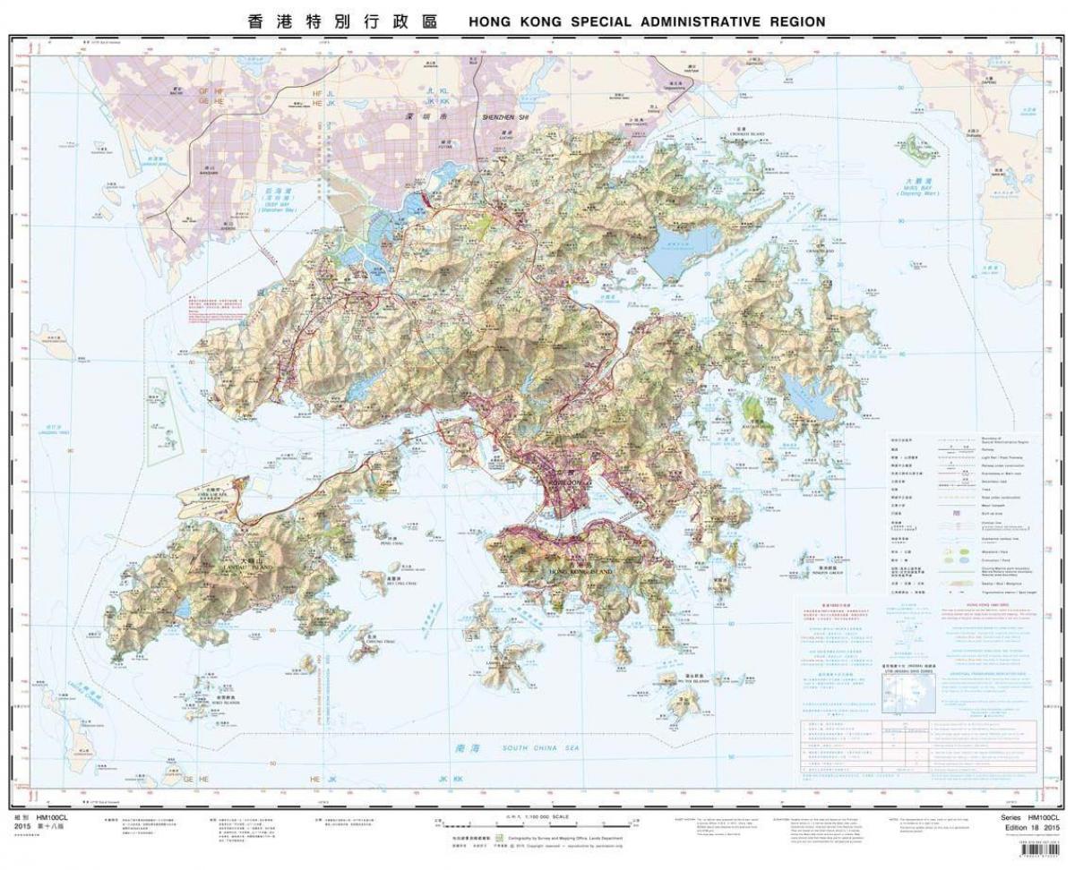 topografische Karte von Hong Kong