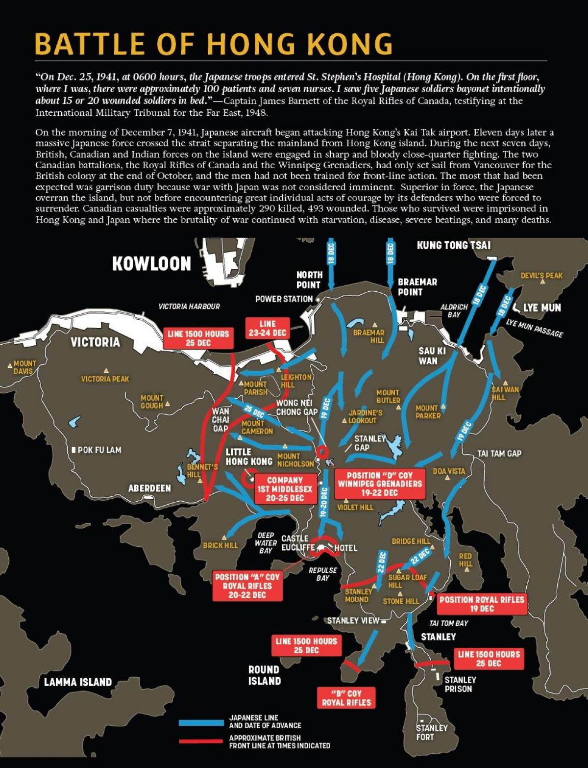Karte der Schlacht von Hong Kong