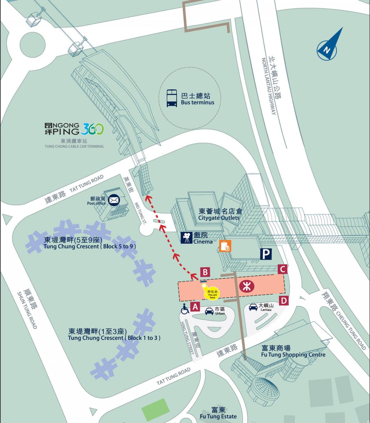 Tung Chung line der MTR-map