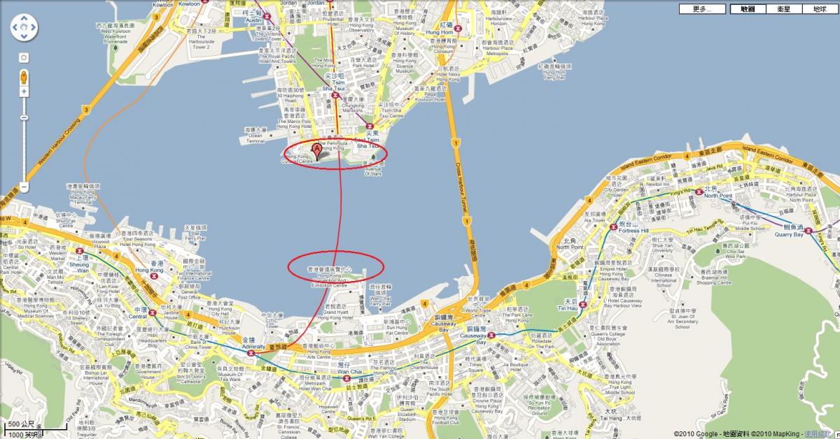 Karte von victoria harbour, Hong Kong