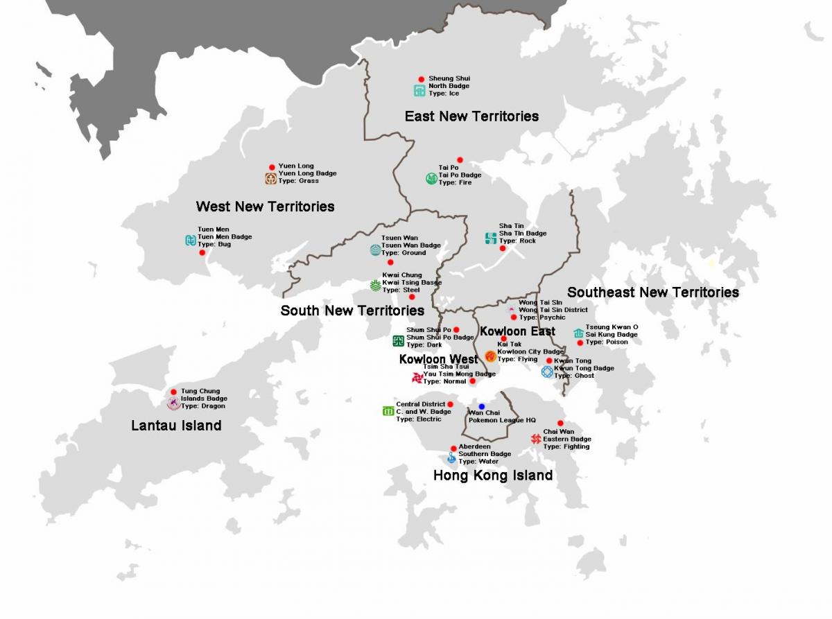 Karte von Hong Kong Bezirke