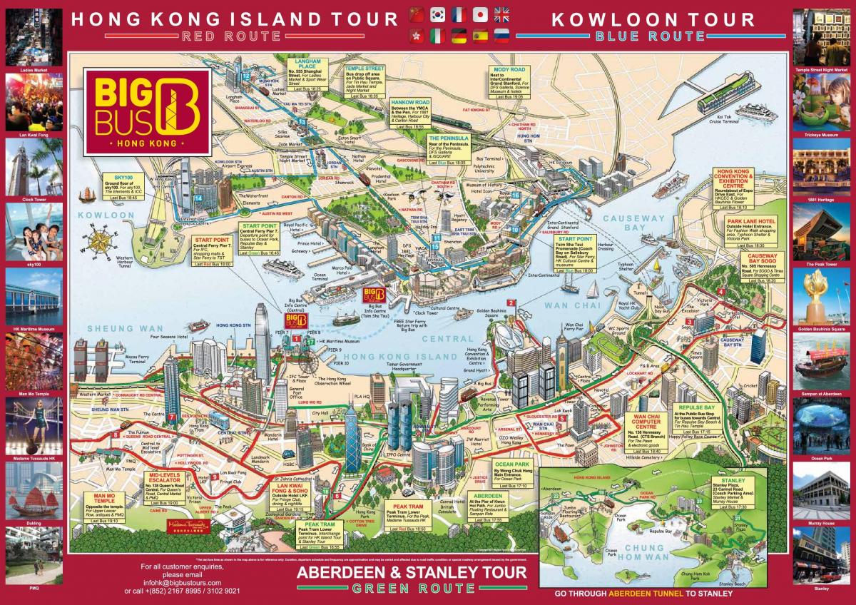 hop-on-hop-off-bus, Hong Kong Karte