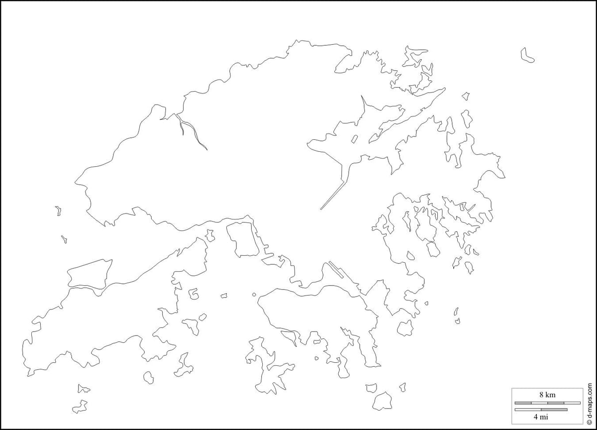 Hong Kong Karte Umriss