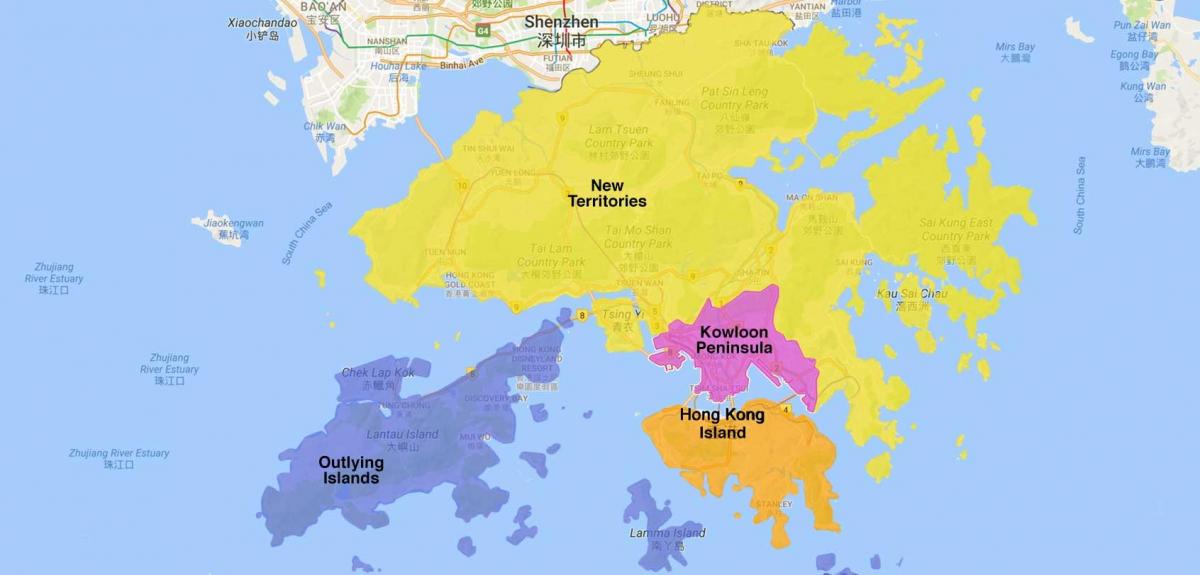Karte von Hong Kong Bereich