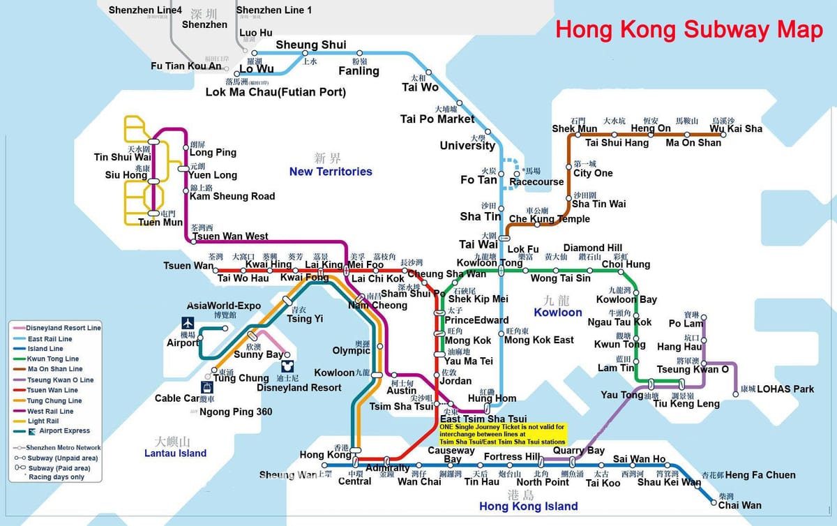 U-Bahn-Karte Hong Kong