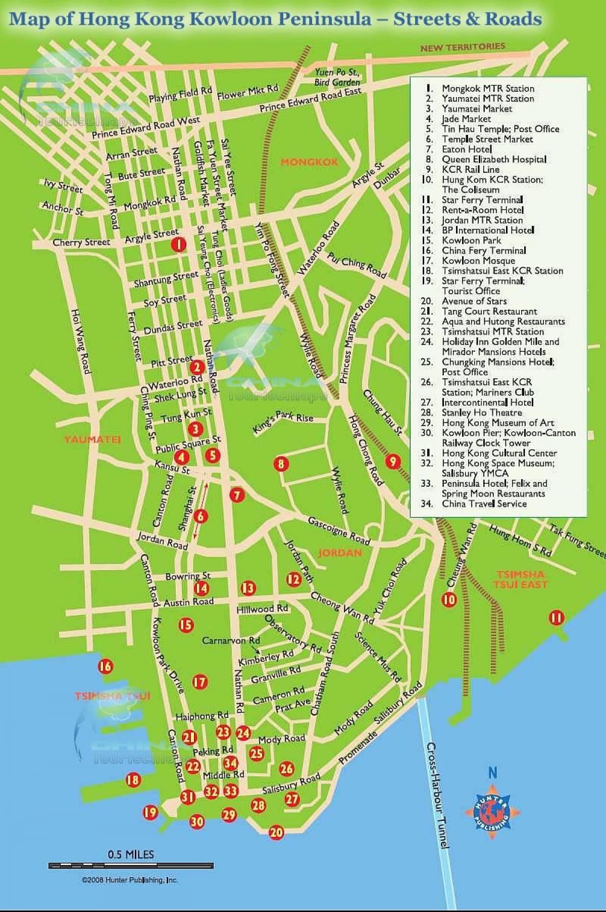 Karte der Nathan road Hong Kong
